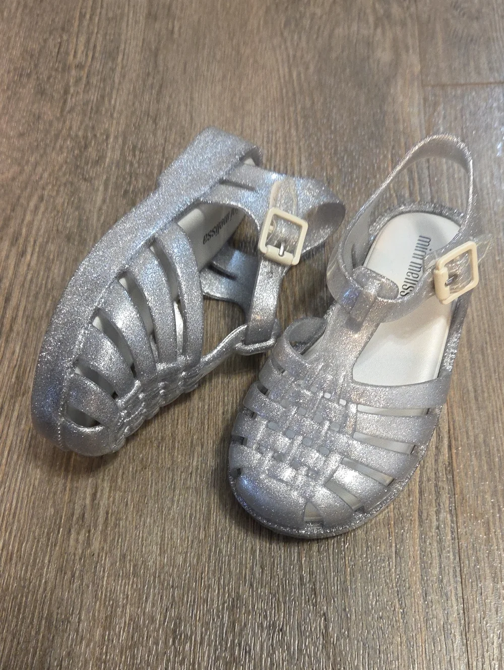 Mini Melissa • Girls' Silver Glitter Jelly Sandals